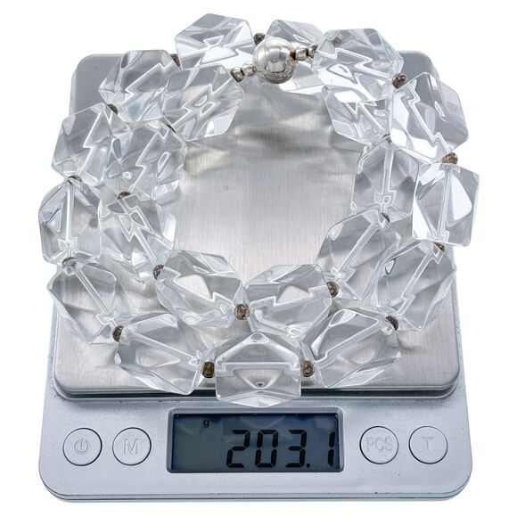 Italian Paola Valentino Sterling Silver 925 Faceted Crystal Magnet Necklace 20" - Picture 5 of 5